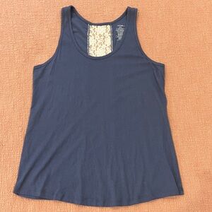 Modal cotton wm’s Dark Blue Tank Top with Lace back detail